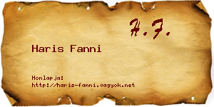 Haris Fanni névjegykártya